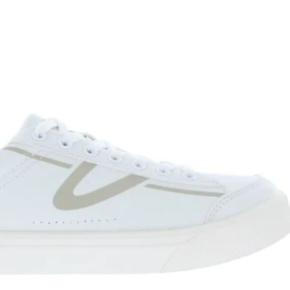 White and Gray Leather Casual Sneakers - Picture 5 of 6